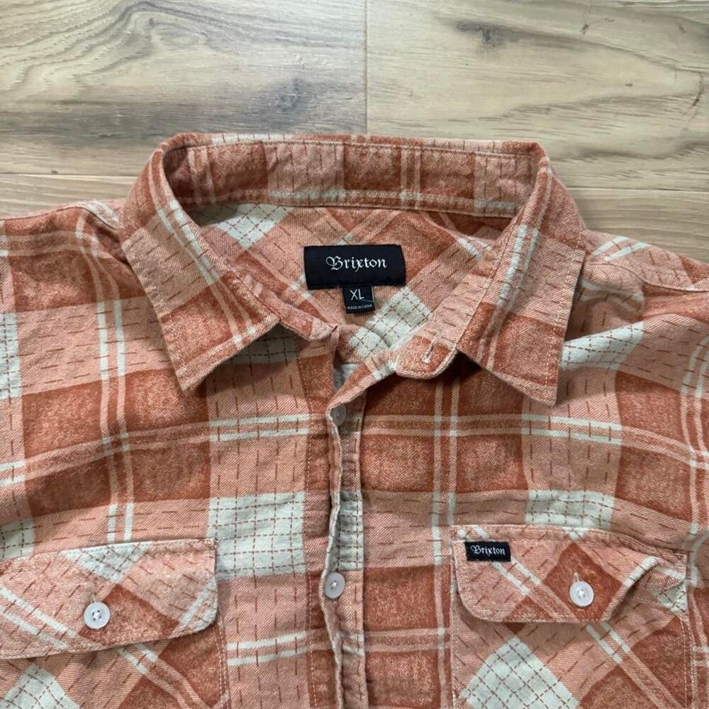Vintage y2K style Brixton plaid flannel button up skater shirt size XL
